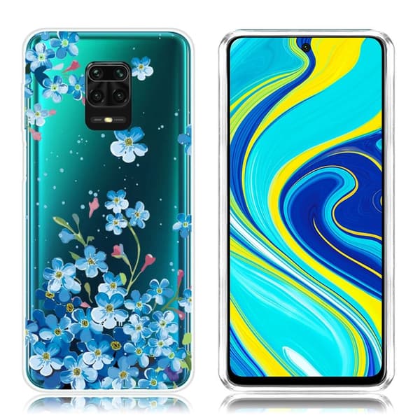 Deco Xiaomi Redmi Note 9 Pro / Note 9S / 9 Pro Max deksel - Blå blomster