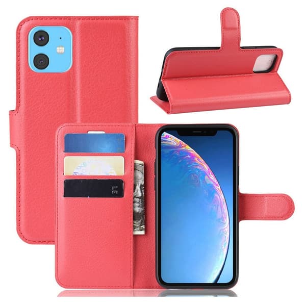 Alpha iPhone 11 læder flip etui - Rød