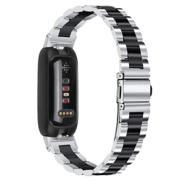 Fitbit Inspire 3 rustfritt stålrem i perlestil - Sølv / Svart