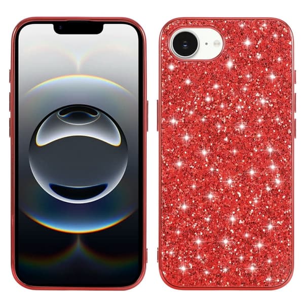 Glitter iPhone 16e cover - Rød