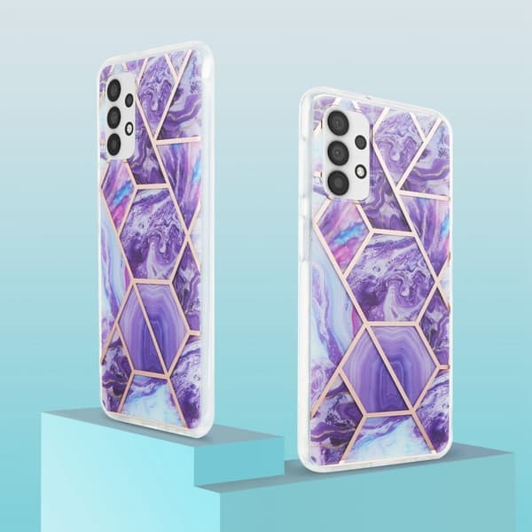 Marmordesign Samsung Galaxy A23 deksel - Mørkelilla