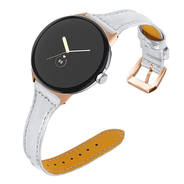 Google Pixel Watch Urrem i ekte skinn - Sølv