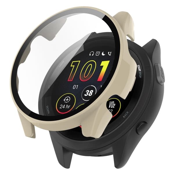 Garmin Forerunner 265S cover with tempered glass screen protector - Ivory White