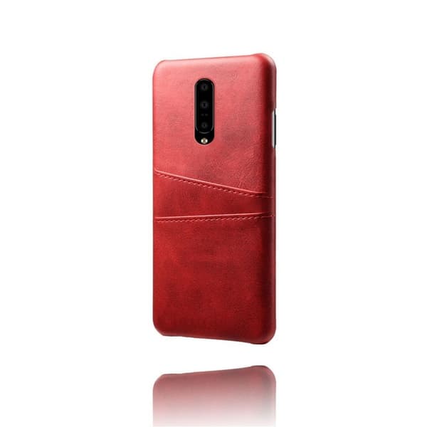 OnePlus 7 Pro läderfodral med dubbla kortplatser - Röd