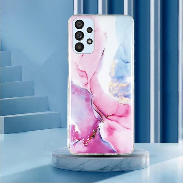Marble Samsung Galaxy A53 5G Etui - Lyserød / Blå