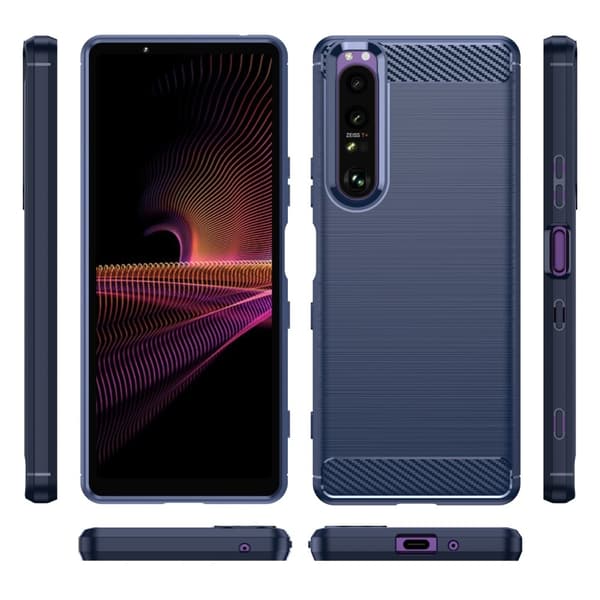 Carbon Flex Etui Sony Xperia 1 III - Blå