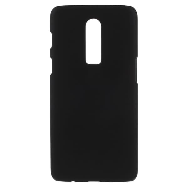 Til OnePlus 6 gummieret etui af hård plast - Sort