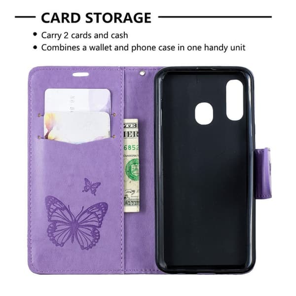 Butterfly Samsung Galaxy A40 etui - Lilla