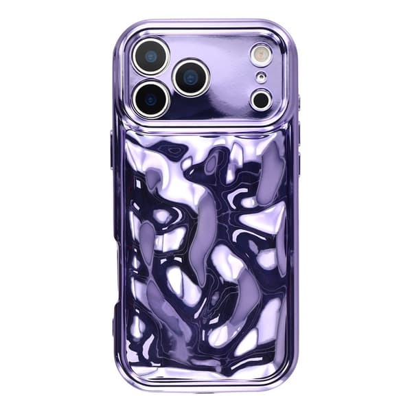 iPhone 17 Pro Max-etui med galvaniseret, fleksibelt skrog og meteorit-tekstur - Lilla