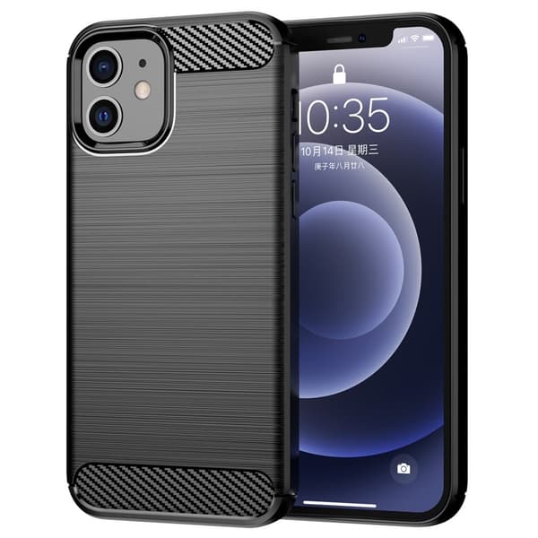 Carbon Flex Suojakotelo iPhone 12 Mini - Musta