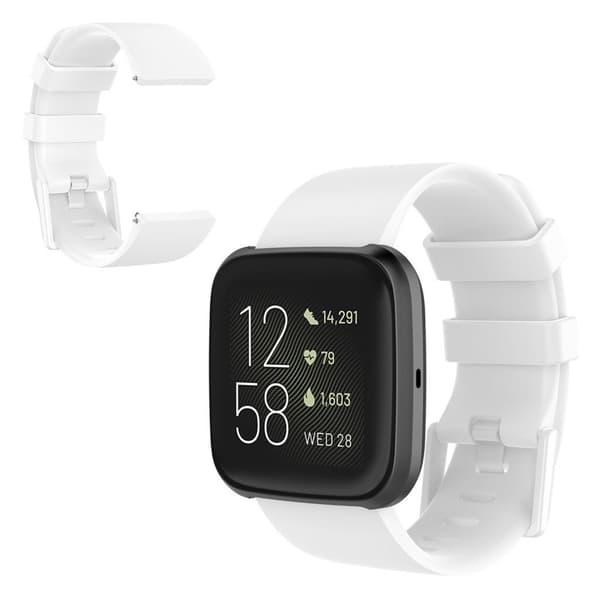 Fitbit Versa 2 / Versa Lite silikon klokkereim - Hvit / Størrelse: L