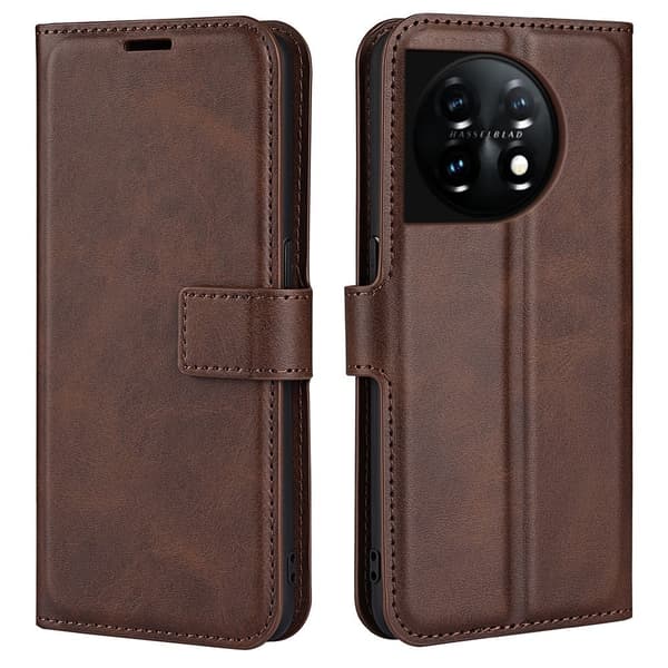 Plånboksfodral i Läder till OnePlus 11 - Mörkbrun