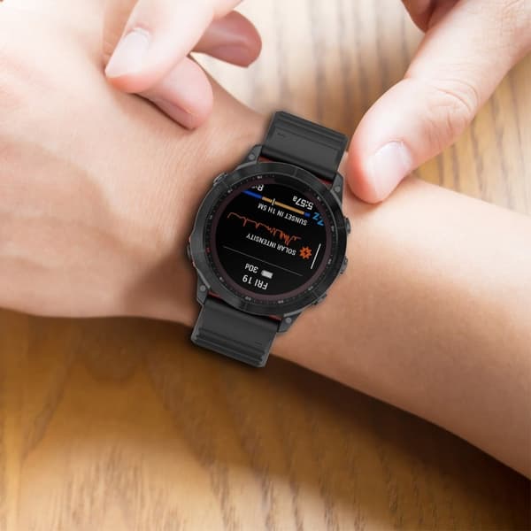 22mm kaksivärinen silikoninen kellohihna Garmin-kelloon - Musta / Harmaa