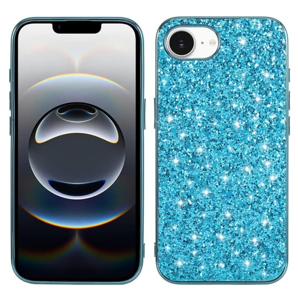 Glitter iPhone 16e kotelot - Sininen