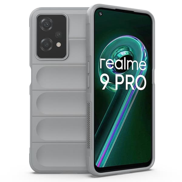 Mjukt greppformat Realme 9 Pro skal - Silver/Grå