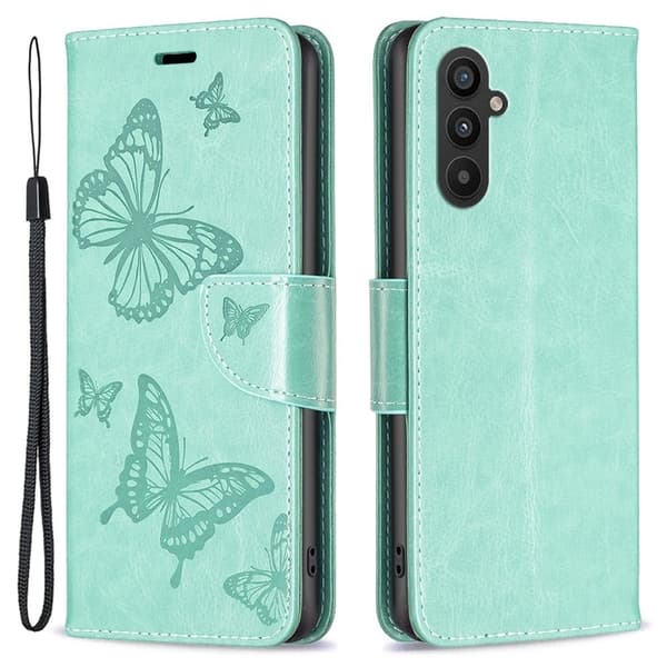 Butterfly Samsung Galaxy A24 4G Läppäkotelo - Vihreä