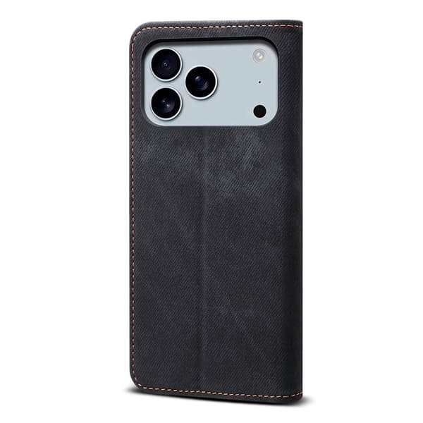 Jeans iPhone 17 Pro flip etui - Sort