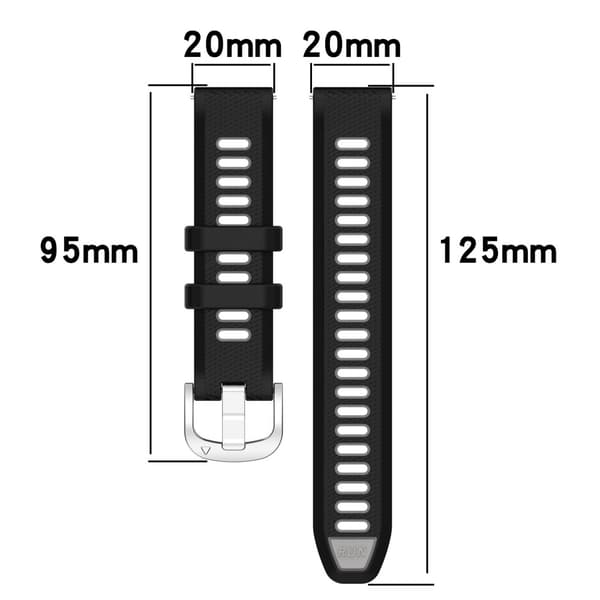 20 mm universal silikonrem med tofarget kryssstripe - Grå / Gul
