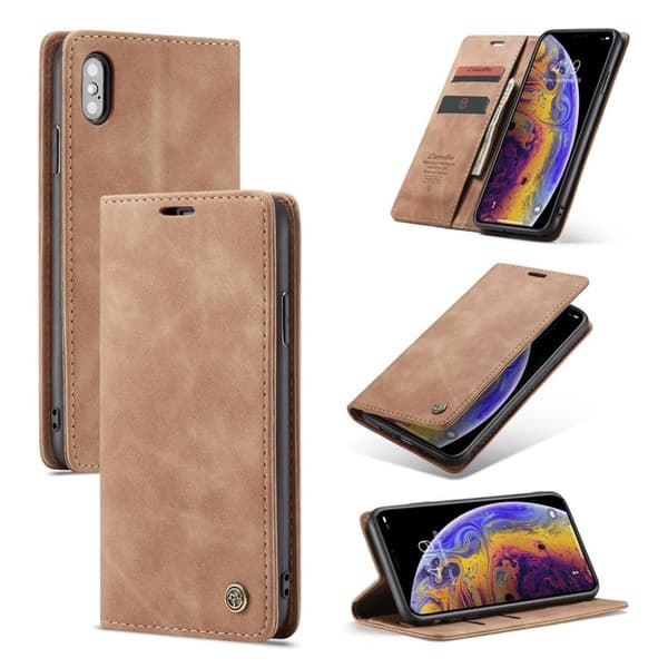 CASEME iPhone Xs Max plånboksfodral i läder - khaki