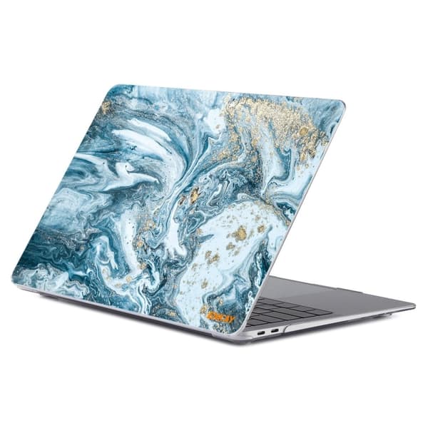 HAT PRINCE MacBook Pro 14 M1 / M1 Max (A2442, 2021) streamer light pattern style cover - Blågrøn Marmor