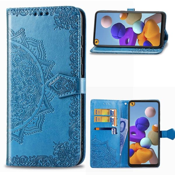 Mandala Samsung Galaxy A21s Flippetui - Blå