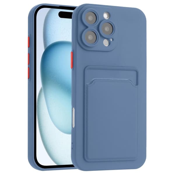 iPhone 16 Pro kuori korttipaikalla - Harmaa Sininen