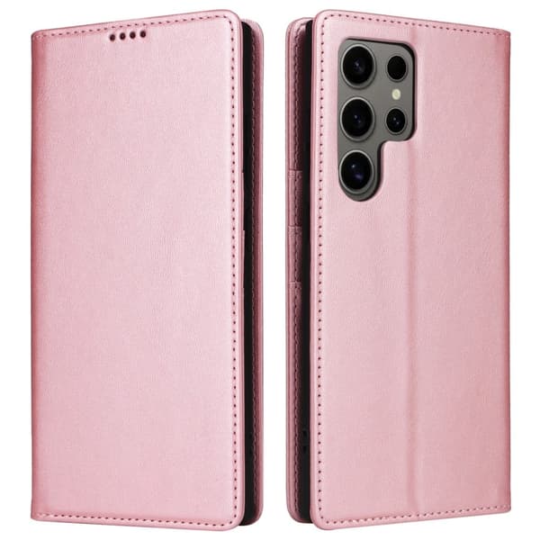 Samsung Galaxy S24 Ultra Case RFID Blocking Plånbok Läder Telefonskal - Rosa