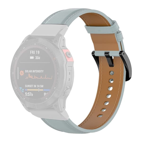 22 mm urrem i ægte læder til Garmin-ur - Grå