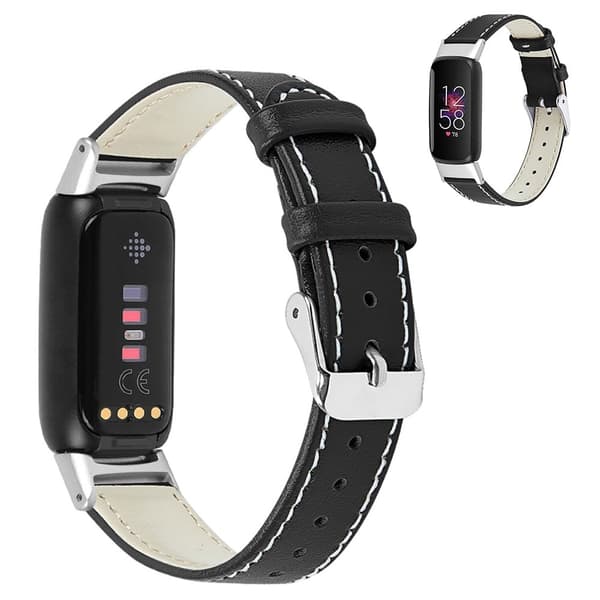 Fitbit Luxe urrem af ægte læder i øverste lag - Sort