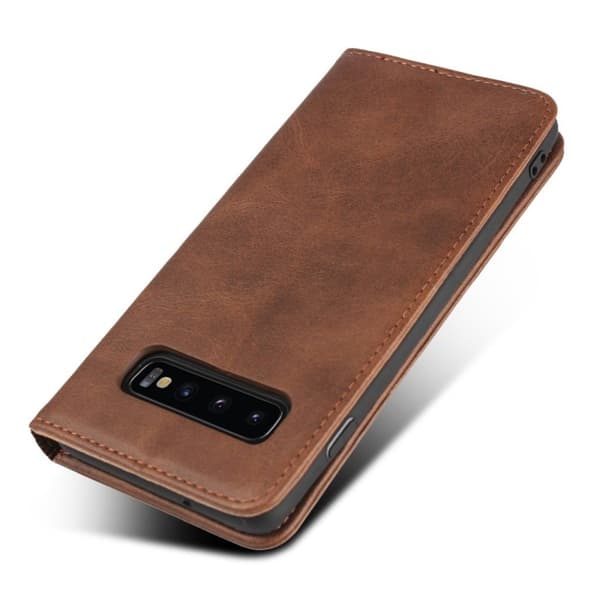 Samsung Galaxy S10 auto-absorbed läderfodral - Kaffe