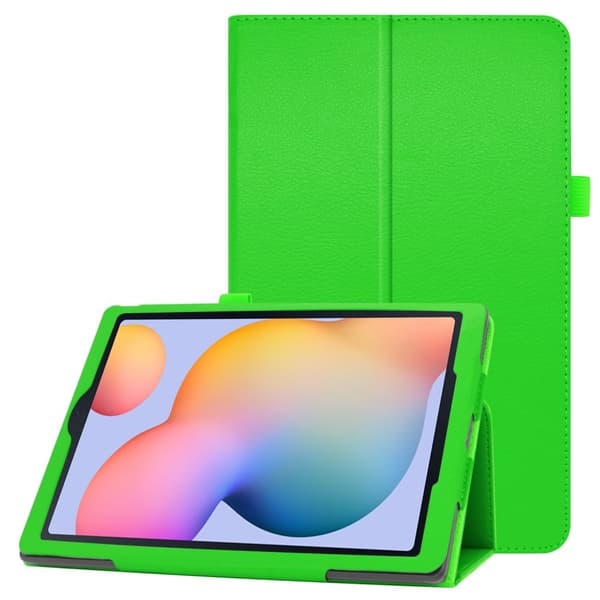Samsung Galaxy Tab S6 Lite flipfodral i litchi-texturläder - Grön