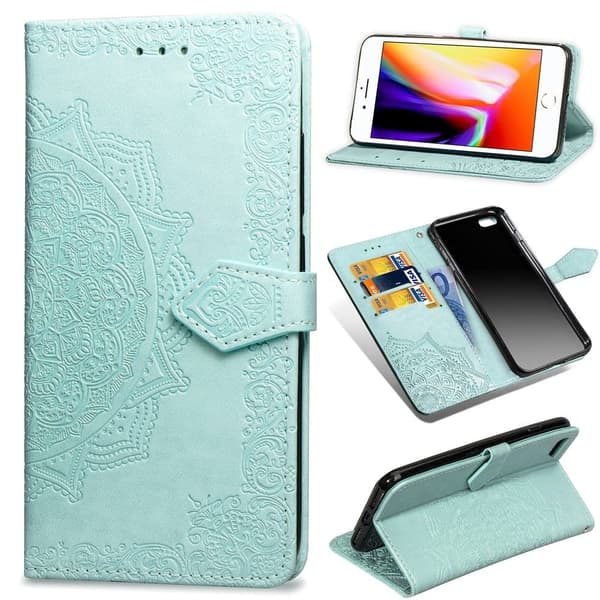 Mandala iPhone SE 2020 / iPhone SE (2022) / iPhone 7 etui i lær - Cyan
