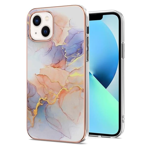 Marmormotiv iPhone 14 skal - Milky Way Marmor Vit