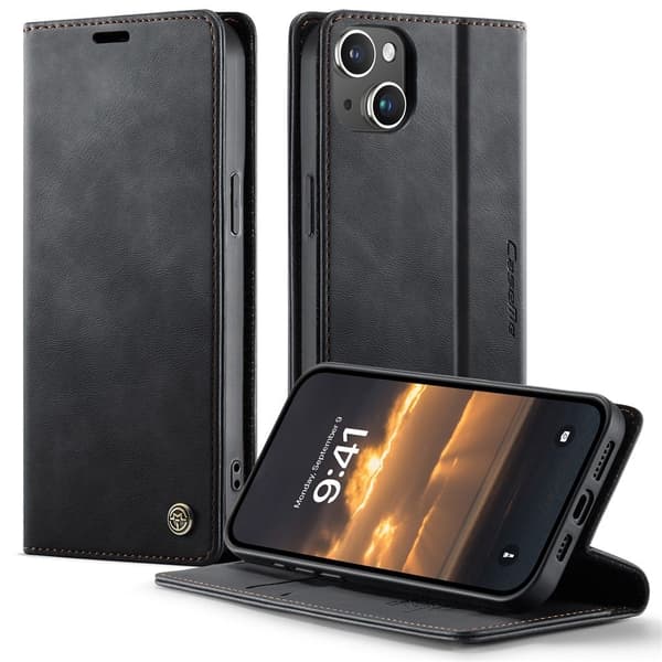 CaseMe iPhone 13 Mini vintage-kotelo - Musta