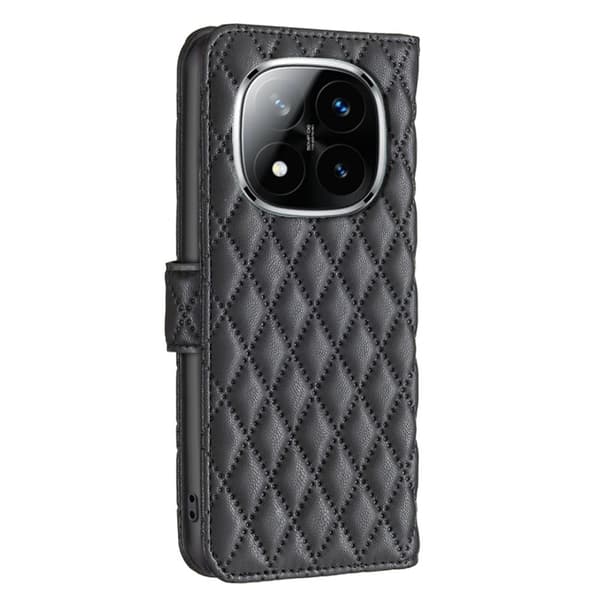 Rhombus mat Xiaomi Redmi Note 14 Pro 4G flip etui - Sort