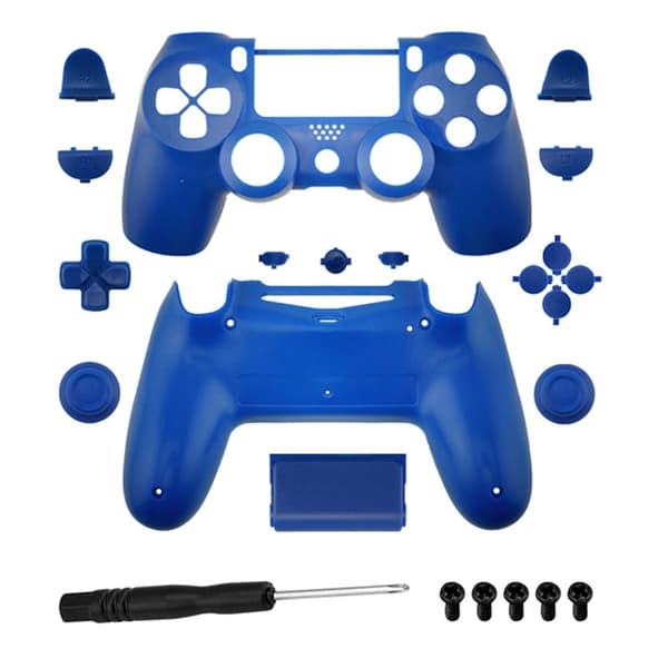 DATA FROG JDM-040 Sony PS4 Slim Game Console Plastic Protective Shell Button Deksel Set - Blå