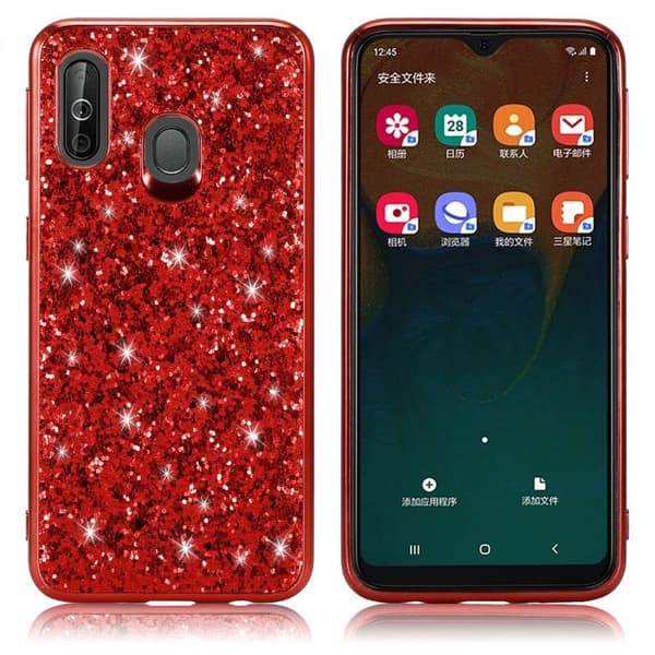 Glitter Samsung Galaxy A40 deksel - Rød