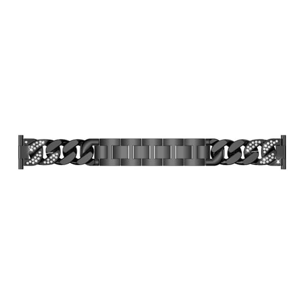 22 mm Universal urrem i rustfrit stål med rhinestone - Sort