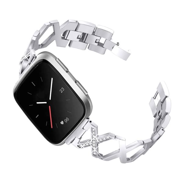 Fitbit Versa 2 / Versa Lite strass lyxig stil klockarmband i rostfritt stål - Silver