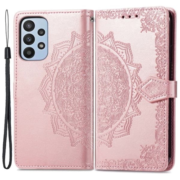 Mandala Samsung Galaxy A23 etui i lær - Rose Gull