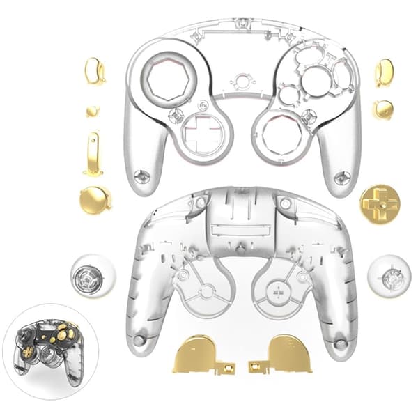 DATA FROG For Nintendo Gamecube Controller Housing Shell Plastic Replacement Case - Transparent + Transparent