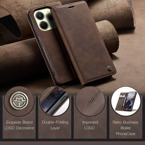 CaseMe Xiaomi Redmi Note 14 4G smooth etui - Kaffe