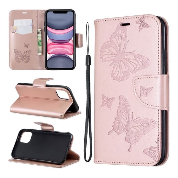 Butterfly iPhone 11 veske - Rose gull