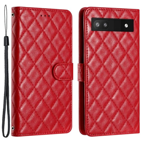 Toimiva rombinen lompakkokotelo Google Pixel 7a - Punainen