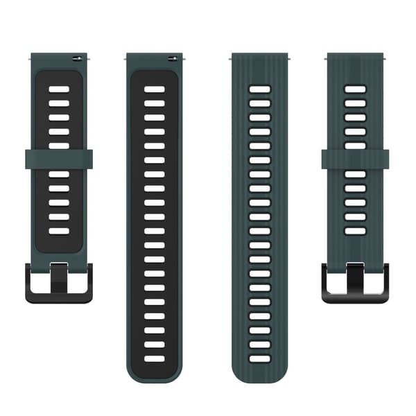 20 mm universal tofarvet silikone-urrem - Olivengrøn / Sort