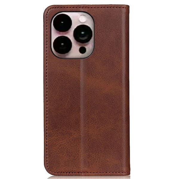 Äkta läder iPhone 14 Pro Max fodral - Brun