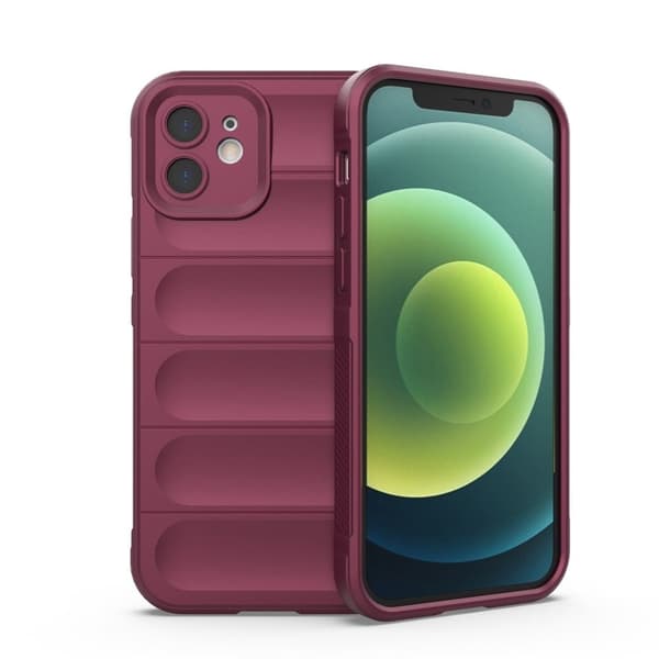 Blødt, grebsformet cover til iPhone 12 - Vinrød
