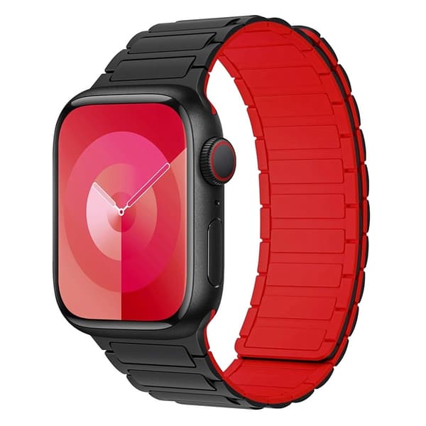 Apple Watch 49mm / 45mm / 44mm / 42mm silikone håndledsrem - Sort + Rød