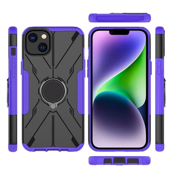 iPhone 14 Plus Ring Kickstand Design Bumpresistent and Flexible telefonbagcover stødsikkert Drop-proof Case - Lilla