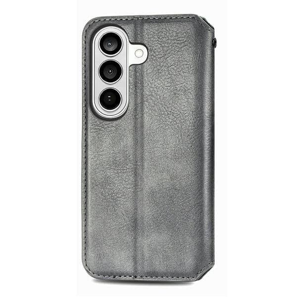 Läder Samsung Galaxy S26 Plus fodral med romb-design - Grå